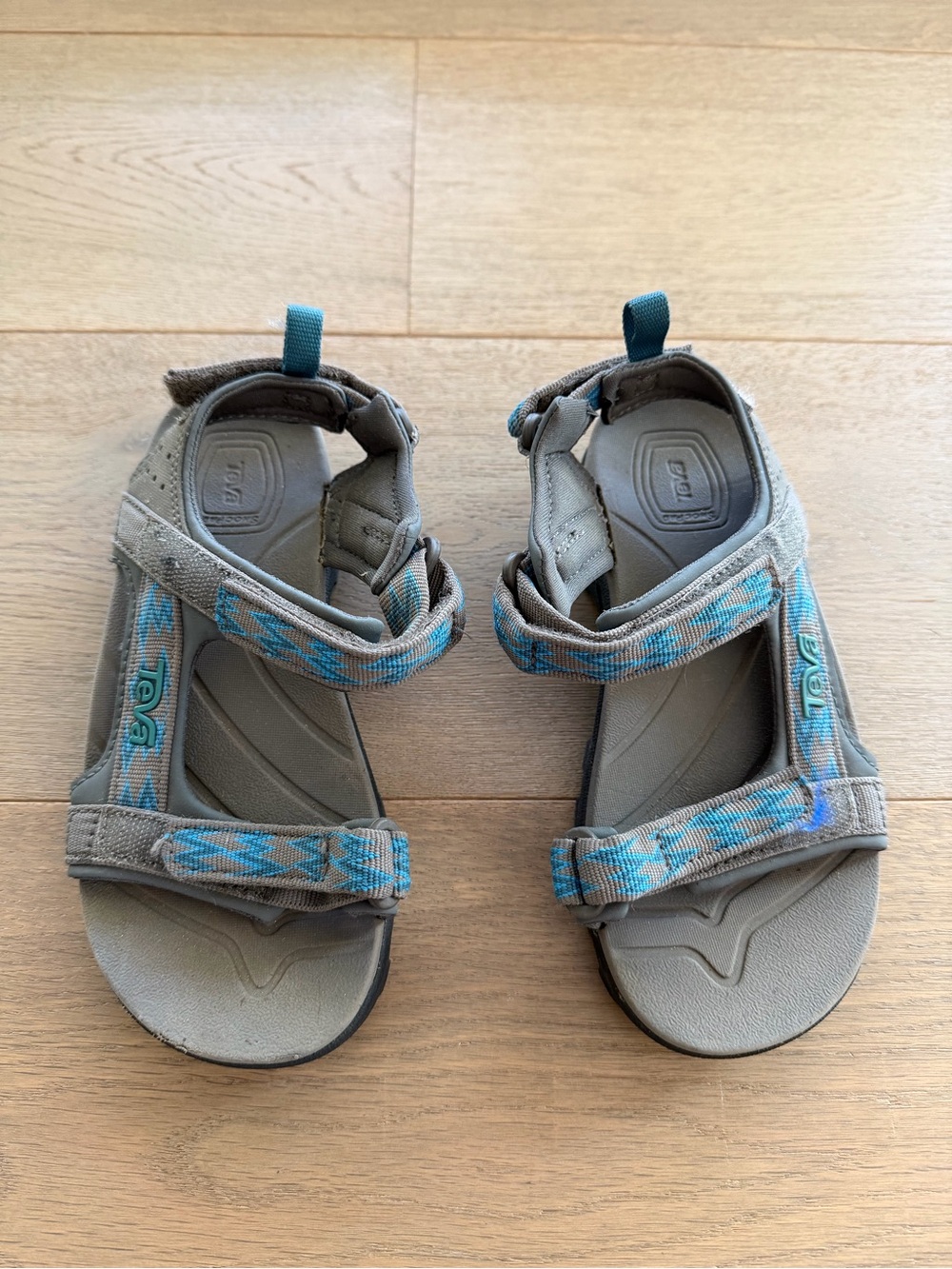 Teva Kids Boys Sandals in Gray with Teal Blue Accents